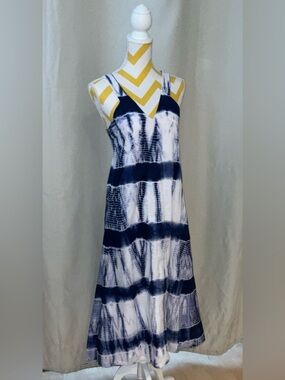 Banana Republic Navy and White Tie-Dye Sundress